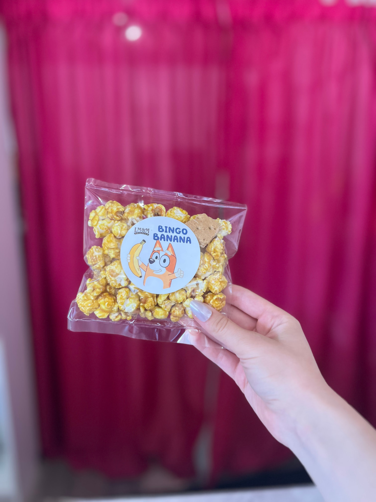 Bingo Banana branded popcorn bags
